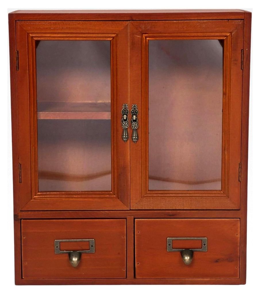 Wandschrank im Vintage-Stil, wandmontierter Medizinschrank, Mini-Vitrine, Apothekerschrank, kleiner Holzschrank