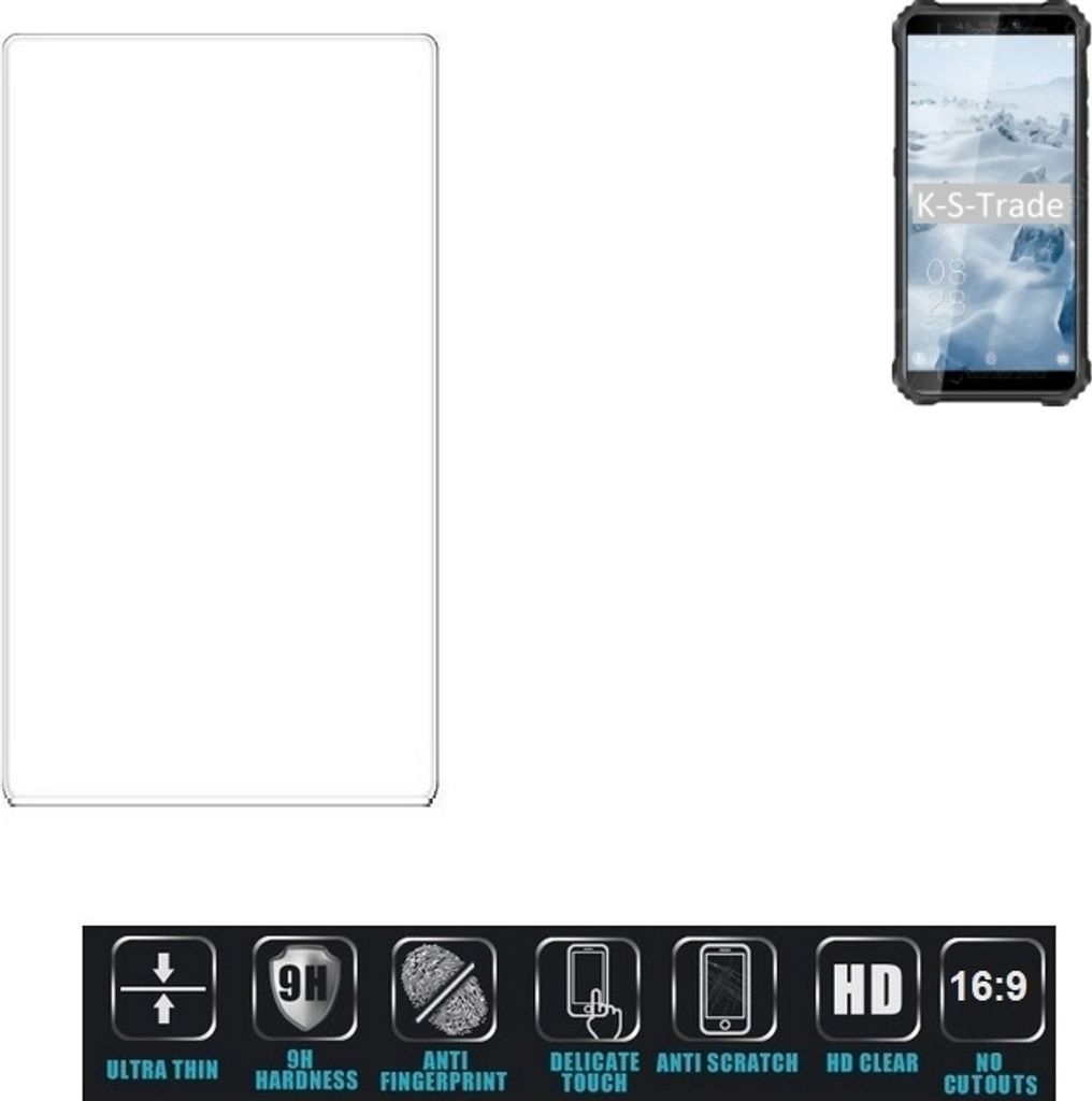 K-S-Trade Displayschutzglas kompatibel mit Oukitel WP5 Pro Hartglas Schutzfolie Glasfolie 16:9 Format, bedeckt keine Seitenbereiche
