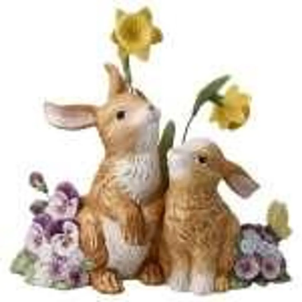 Statuette Couple de Lapins en Faïence Multicolore pour Décoration de Pâques - 18