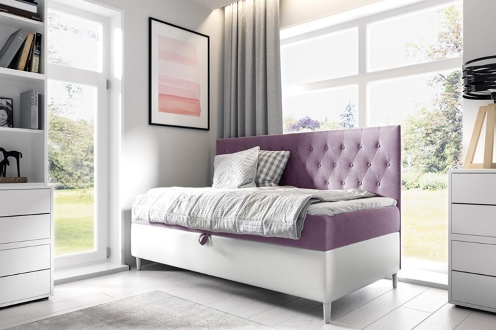 Boxspringbett FIFI 2 80x200 cm Bett mit Stauraum Kinderbett Bonell H3 (Fresh 09 + Soft 17)