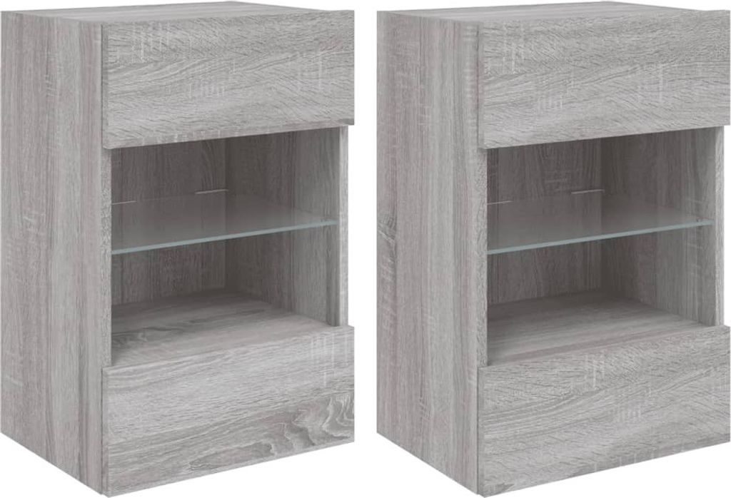 vidaXL Wandschränke mit LED-Leuchten für TV 2 Stk. Grau Sonoma