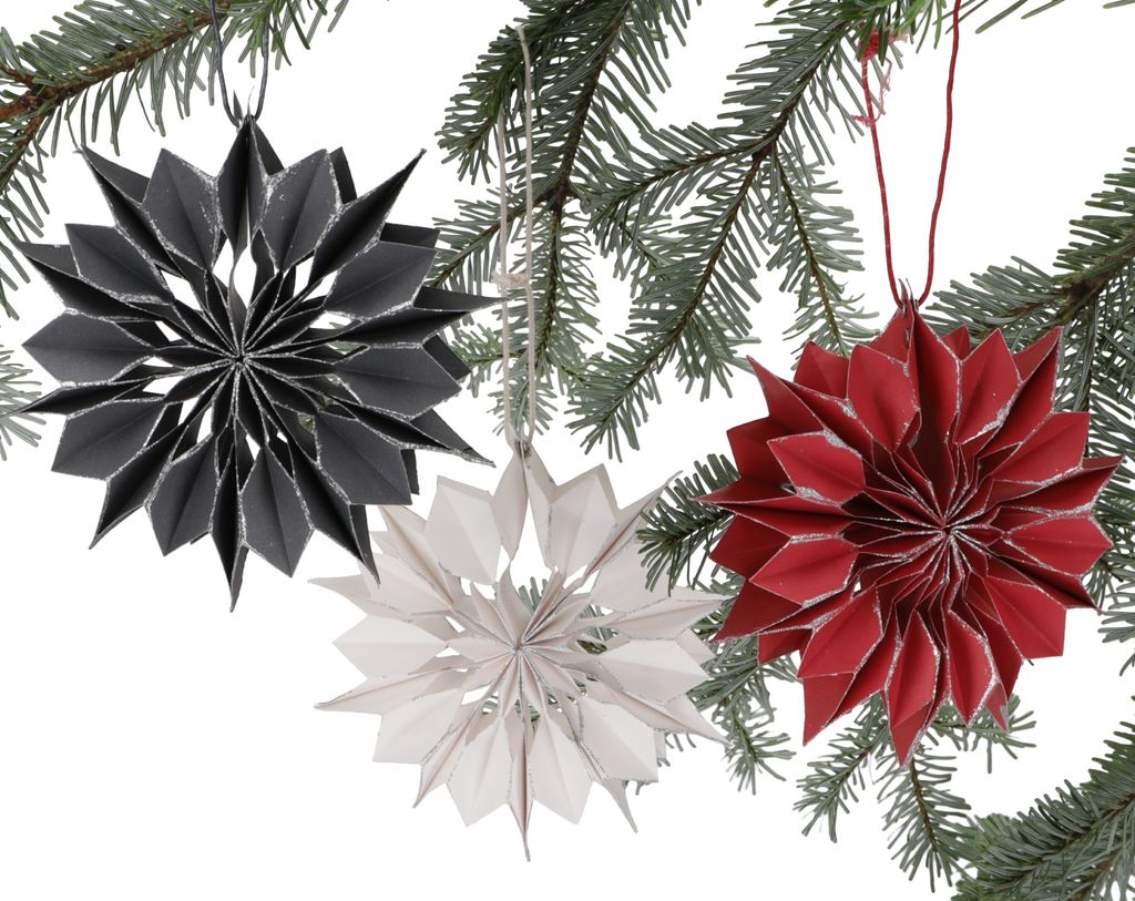 3`er Set Weihnachtsschmuck, Weihnachts Deko aus Wabenpapier - Schneeflocke, Mehrfarbig, 15*15*4 cm, Weihnachtsdeko