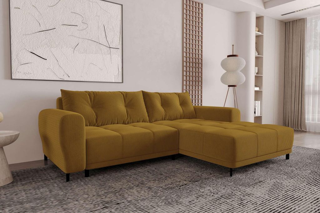 99rooms Massimo Ecksofa Cordstoff POSO Gold mit Produktbild 