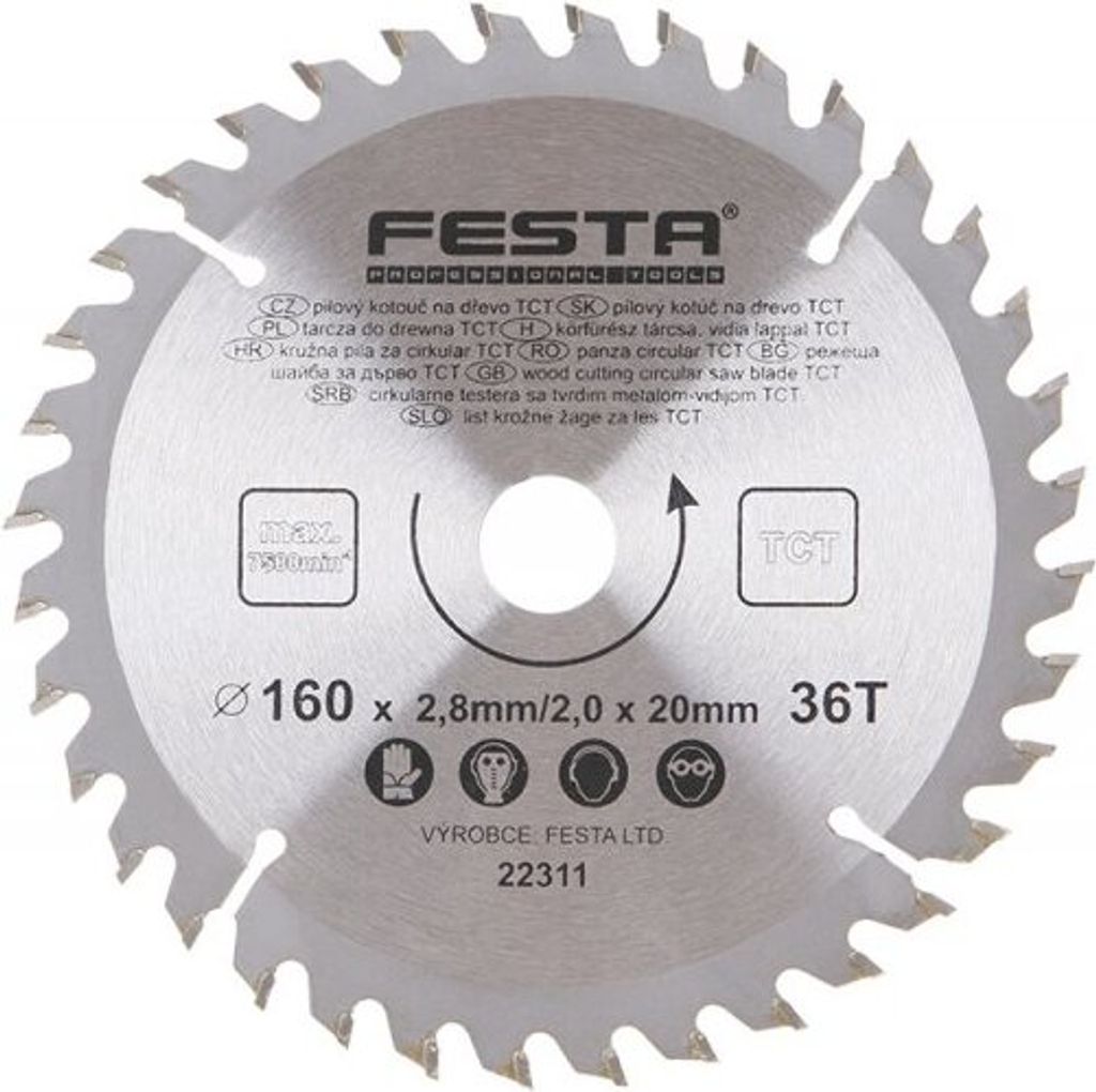 FESTA SK 160/2.8/20mm zaagblad, 36 tanden, artikelnummer Productafbeelding 