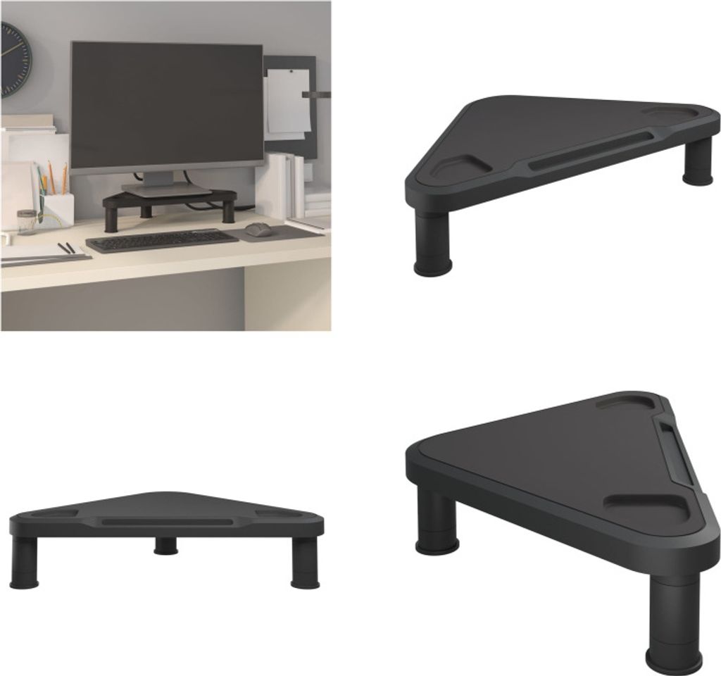 vidaXL Eck Monitorständer Schwarz 49x28x10,5 cm - Monitorständer - Schreibtischaufsatz - Monitorerhöhung - Monitor Untersatz