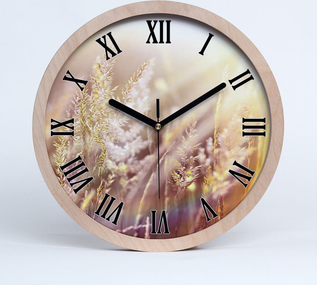 Holzuhr 20fi cm wanduhr - schwarze Spitzen - hohes Gras