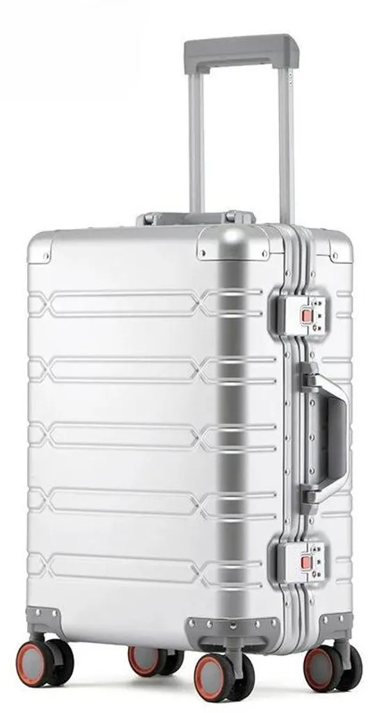 Sac de voyage argenté 20 pouces avec structure métallique renforcée