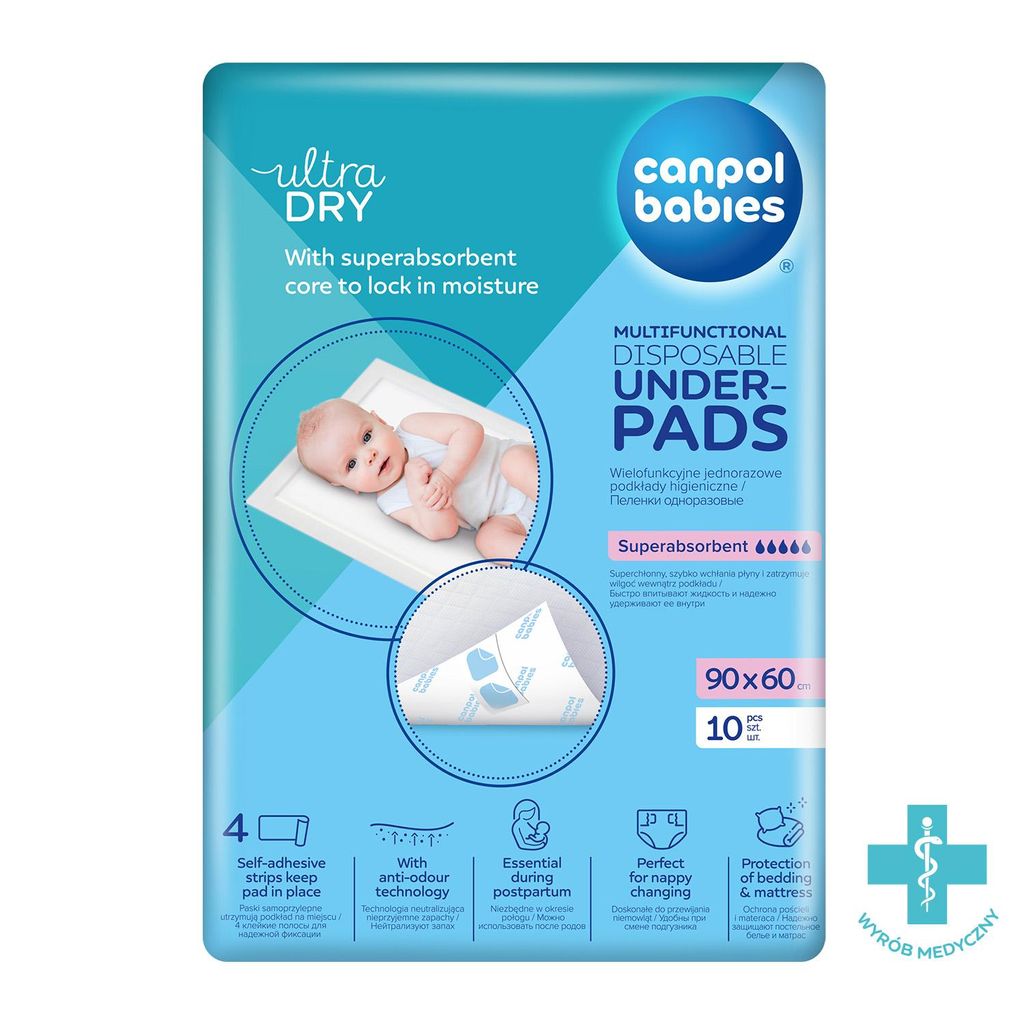 Packaging for Canpol babies disposable underpads.