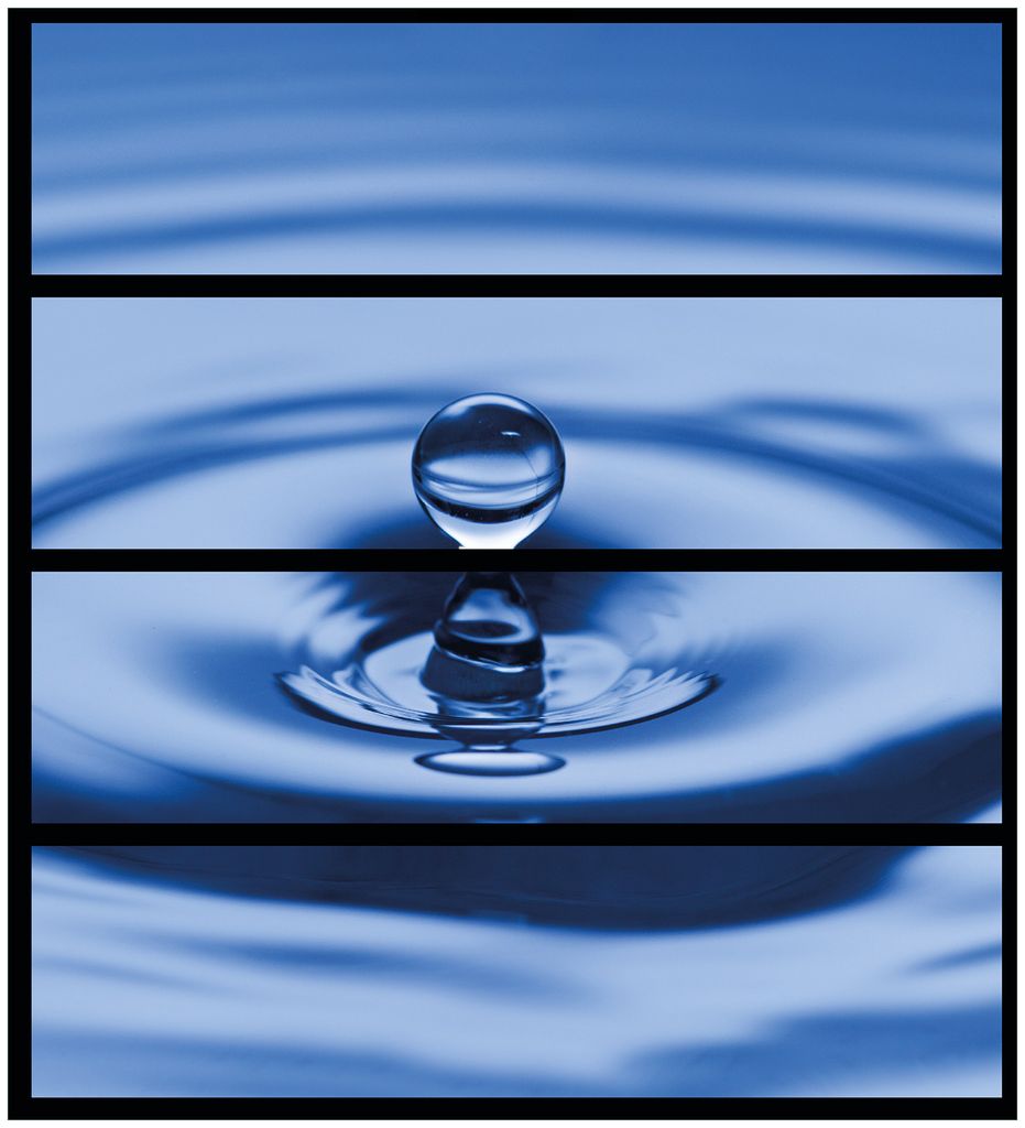 Wallario Möbelfolie / Aufkleber, geeignet für Ikea Malm Kommode mit 4 Schubfächern - Wassertropfen im blauen Wasser