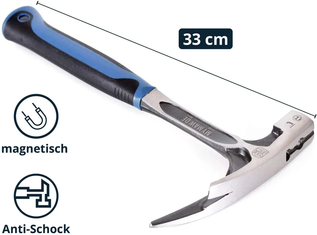 Marteau à lattes forgé Anti-Shock 600g en acier trempé pour couvreur - 3