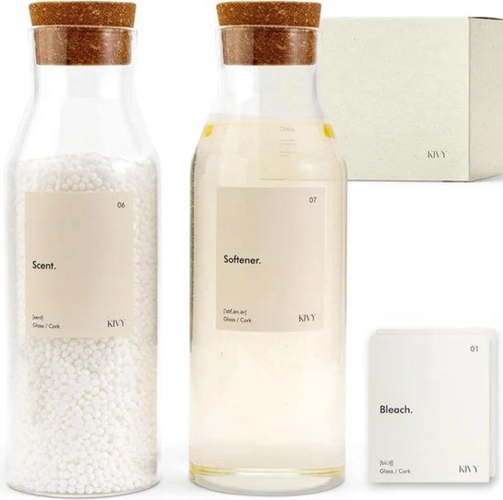 Support en bois pour 2 bocaux 1200ml en verre avec étiquettes de tri