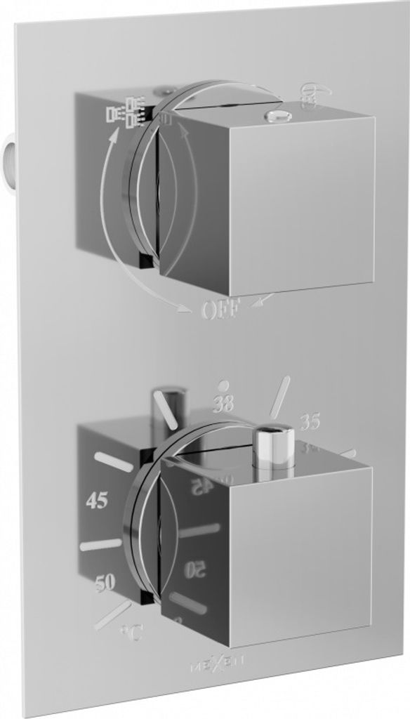 Mexen Cube Thermostat-Wannen-/Brausebatterie mit 2 Ausgängen, Chrom - 77502-00