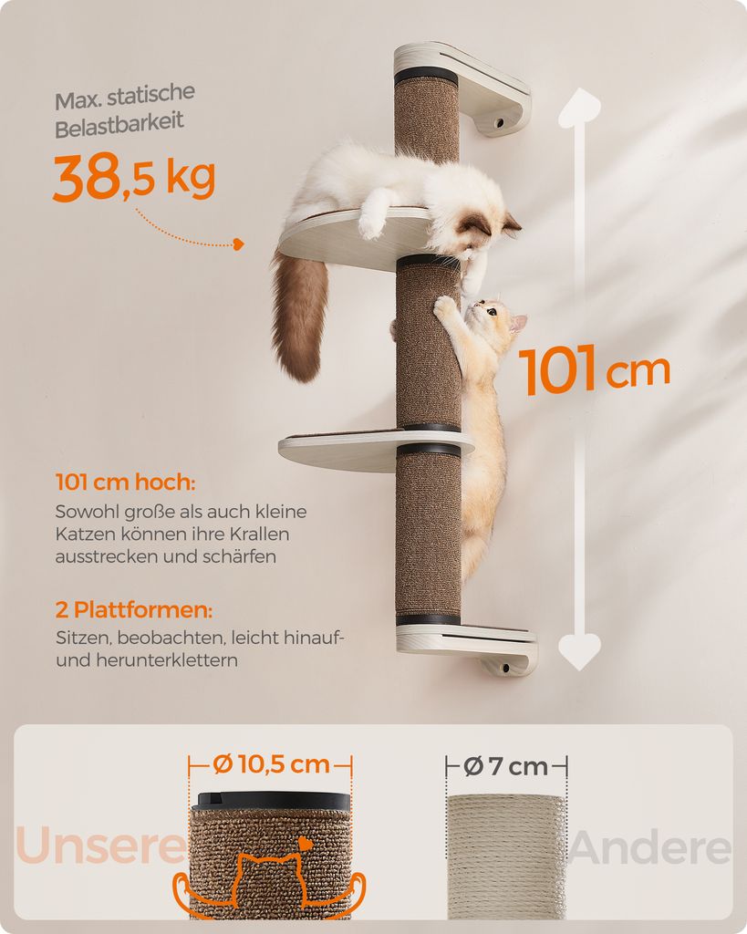 FEANDREA Clickat Katzenmöbel 3er Set für die Wand