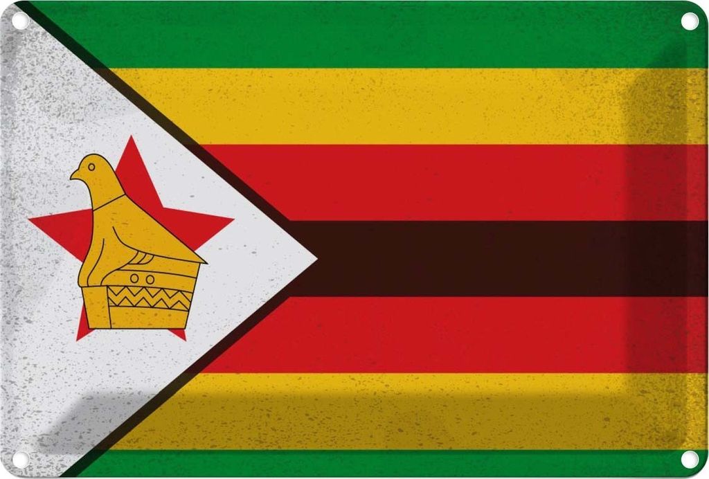vianmo Blechschild 12x18 cm Simbabwe Zimbabwe Vintage Flagge Fahne Wappen