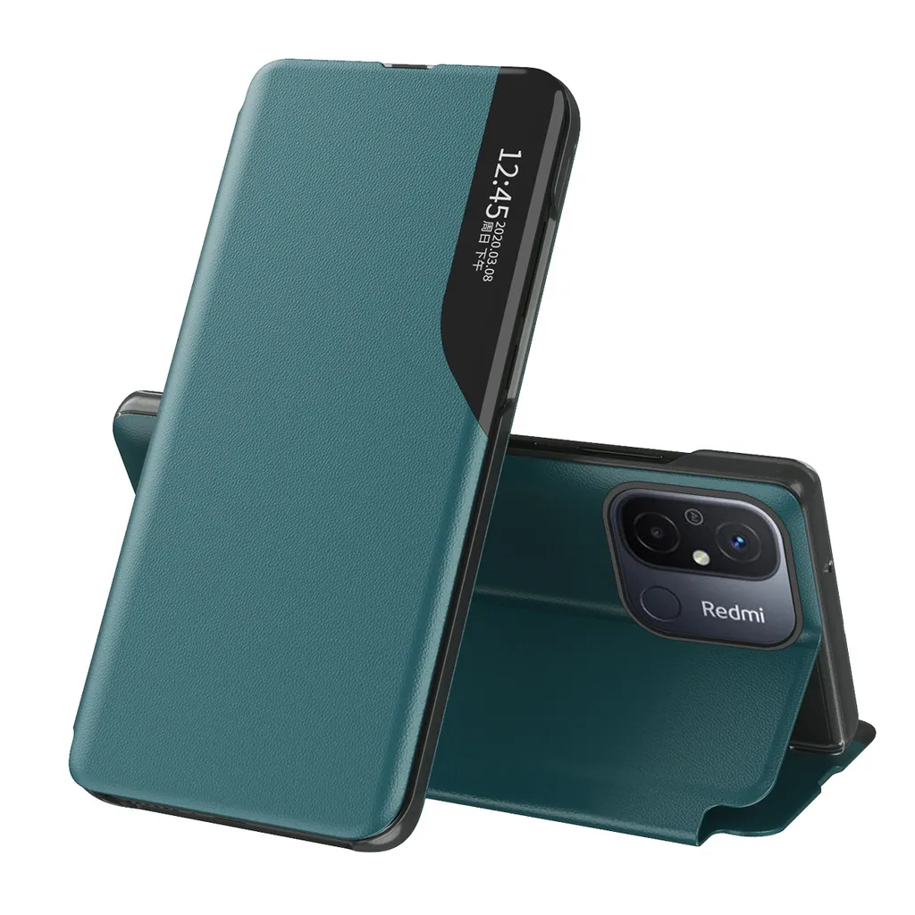 Custodia WBWONE In Pelle PU Per Xiaomi Redmi 12C/11A | Portafoglio A Libro Con Supporto E Fessure Carte | Colore Verde Con Rilievo