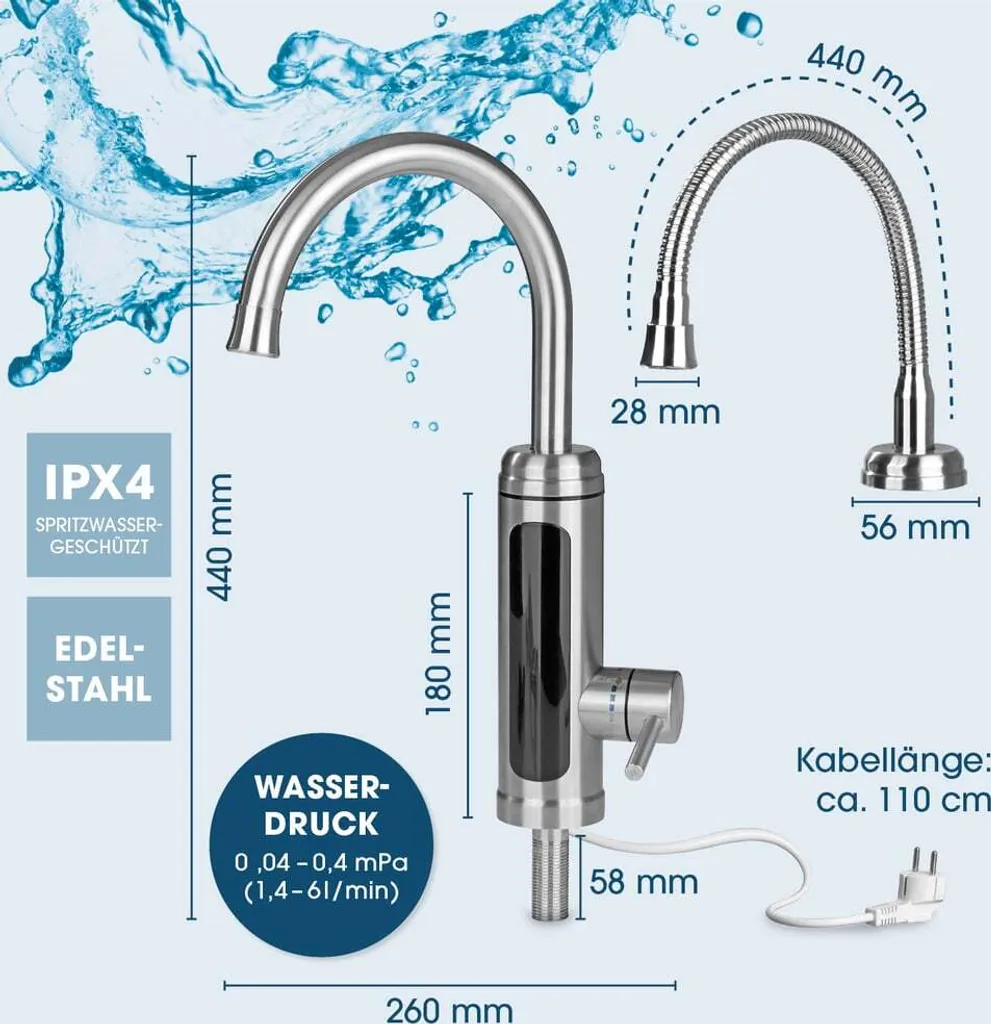 Fini l'Eau Froide avec ce Robinet Électrique Inox à Chauffage Rapide