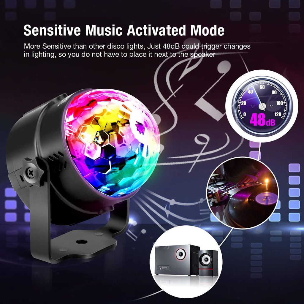 G Discokugel LED Party Lampe Musikgesteuert Disco Lichteffekte Discolicht mit 4M 
