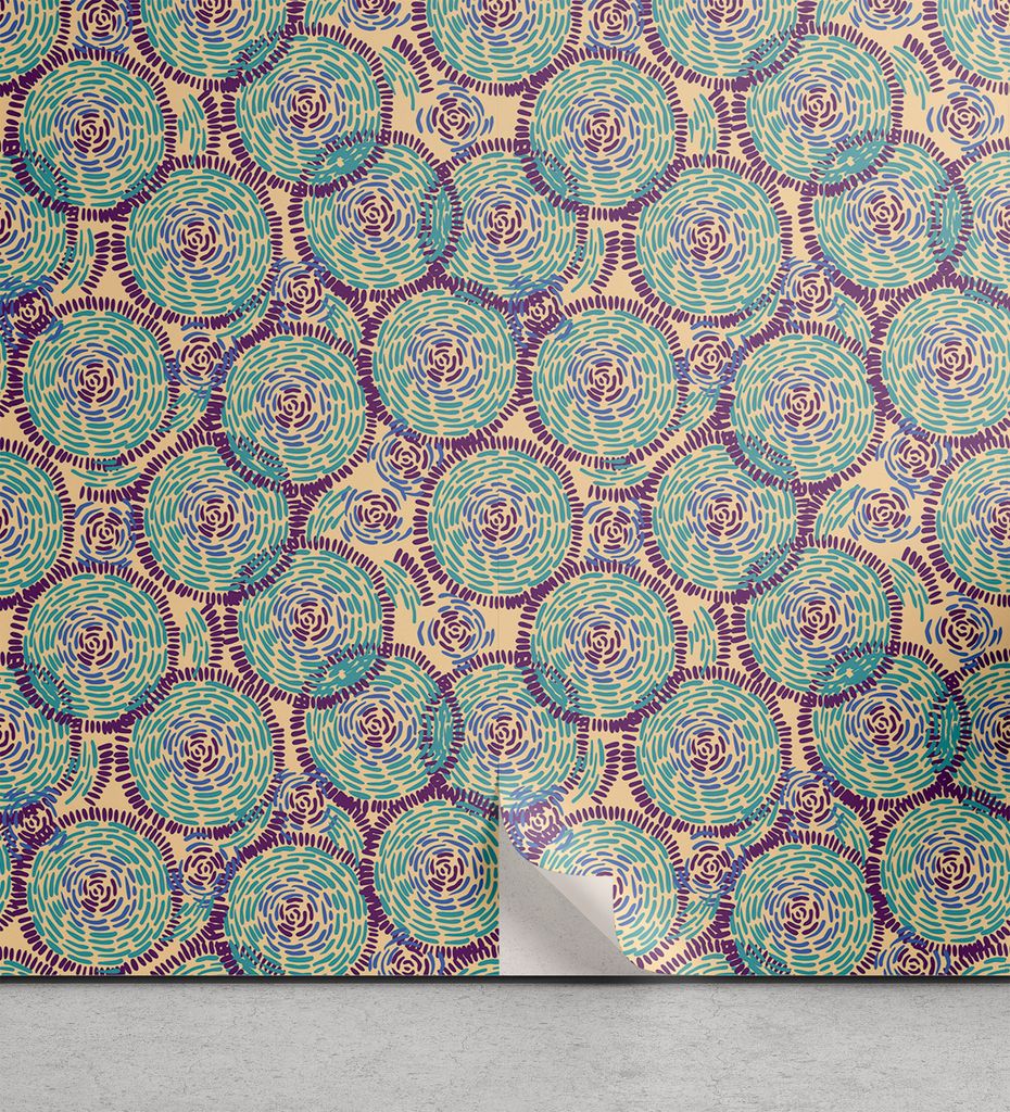 ABAKUHAUS afrikanisch abziehbare & klebbare Tapete für Zuhause, Bohemian Kreise Groovy, selbstklebendes Wohnzimmer Küchenakzent, 33 cm x 180 cm, ...
