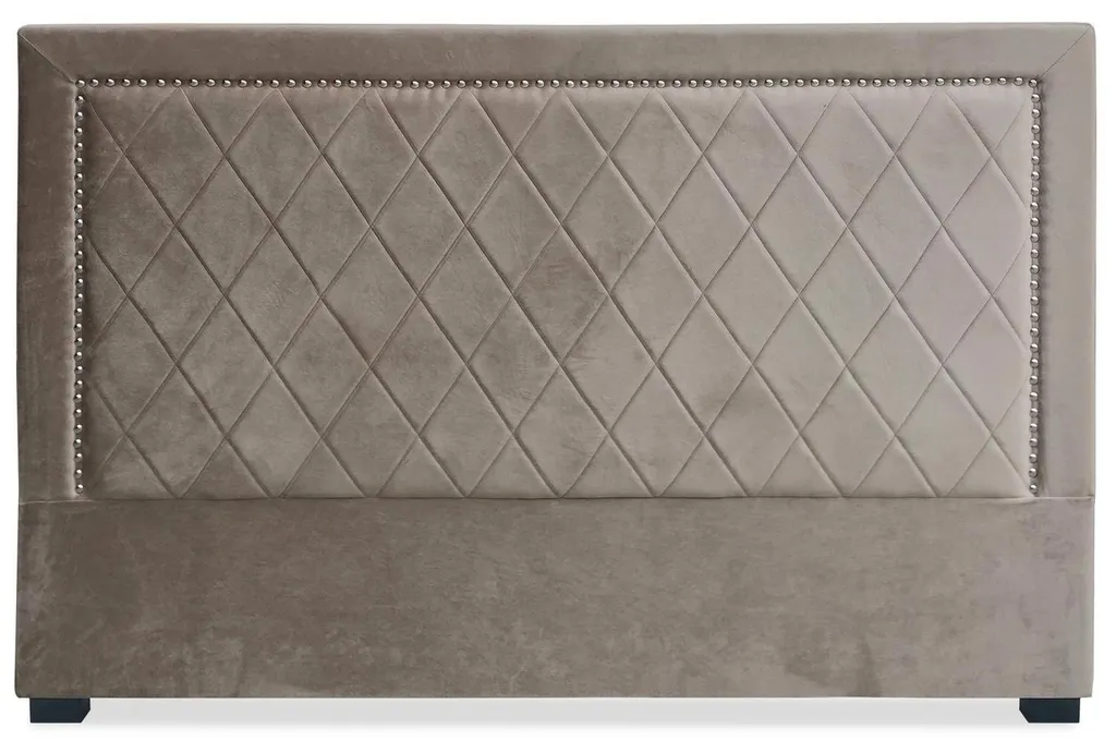 Tête de lit Meghan en velours taupe 180cm au design capitonné sobre