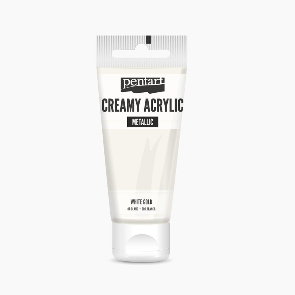 PENTART Cremiger Acryl Metallic, 60 ml, Weißgold