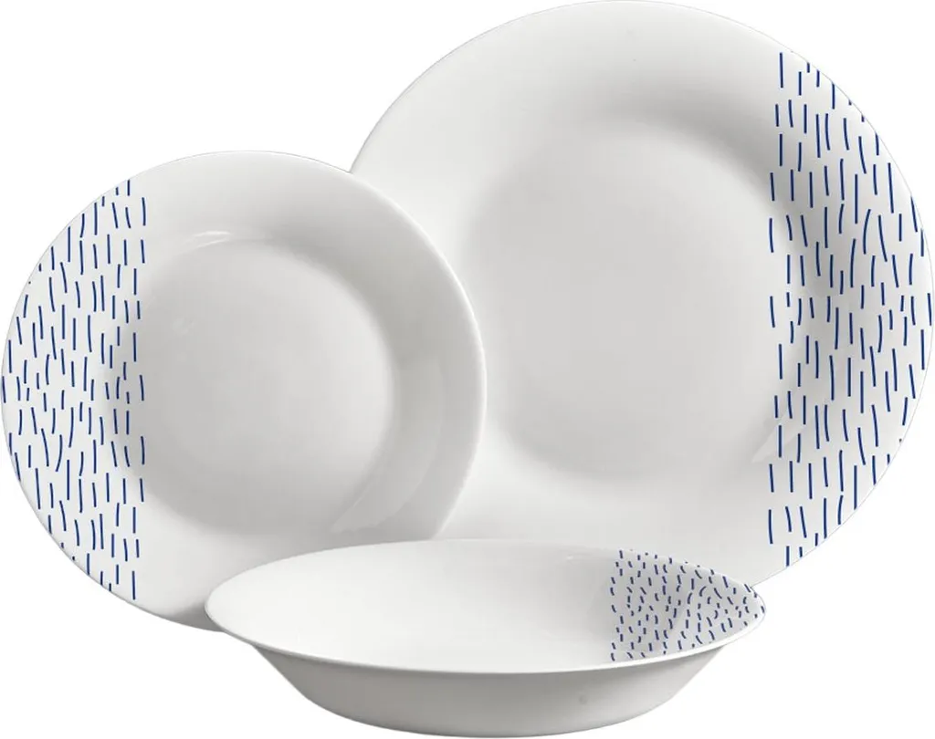 VIVALTO Set Piatti Ceramica 18 Pezzi - Servizio Professionale a Righe