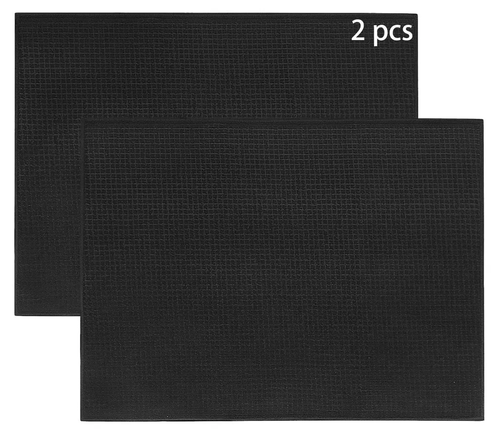 Tapis anti-trace en microfibre noir pour cuisine et lavabo séchage vite