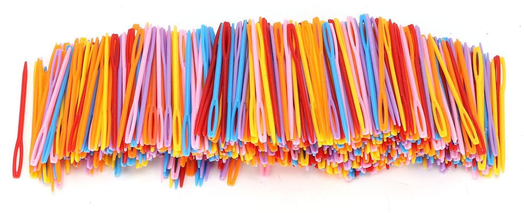1000 Stück Sicherheits-Nähnadeln aus Kunststoff mit großem öhr, farbenfroh, ideal für Kinder zum Stricken, Häkeln, Stopfen und für handgefer...