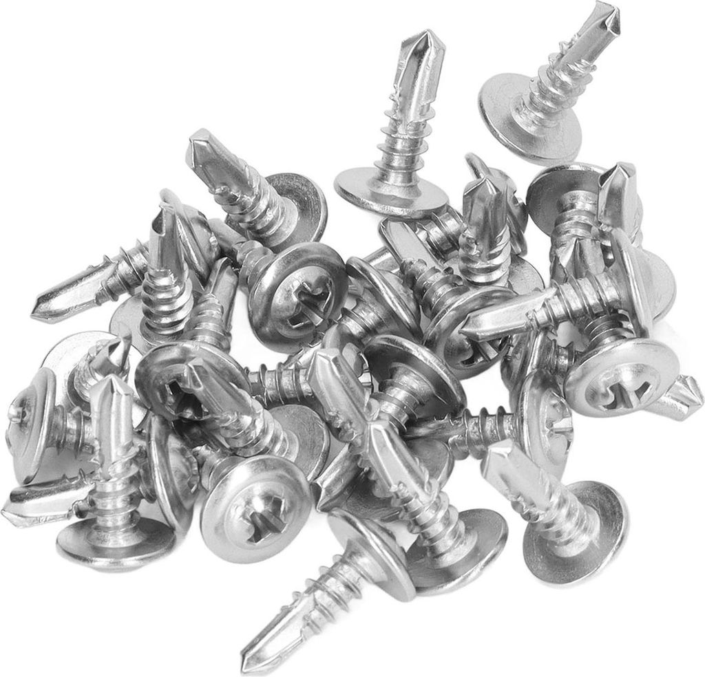 Selbstschneidende Schrauben aus Edelstahl 410 mit Schnellverschluss, runden Unterlegscheibenkopf, 4,8 x 16 mm, 100 Stück, für die Maschinenbauind...