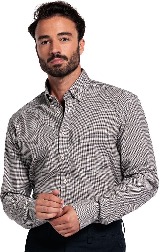 Giordano Hemd bedruckt braun Baumwolle normale Passform