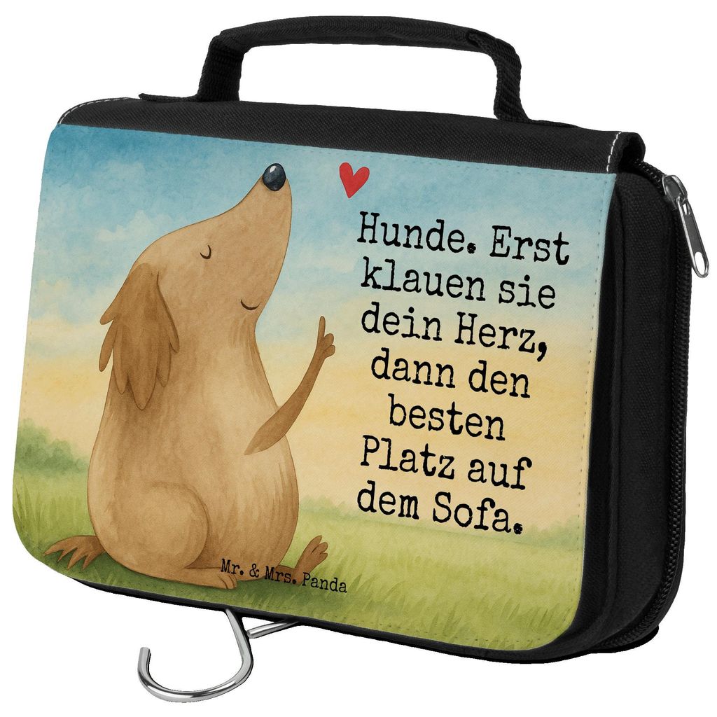 Mr. & Mrs. Panda Make-Up Tasche Hund Liebe Design - Weiß - Geschenk, badtasche, Kulturtasche, Kulturbeutel, Herz, Sprüche, kulturtäschchen, kosm...
