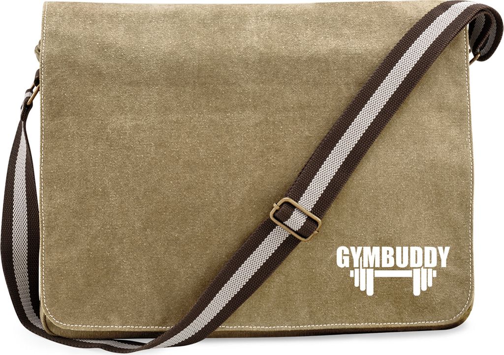 Huuraa Umhängetasche Gymbuddy Hantel Geschenk 14 Liter Sahara Canvas Gymbuddy Geschenkidee