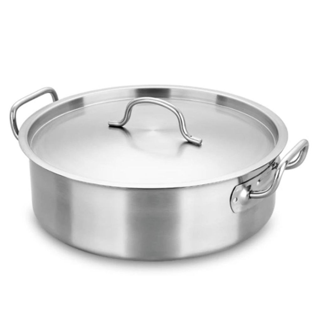 Induktion Kochtopf aus Edelstahl Durchmesser 32 cm, silberfarben