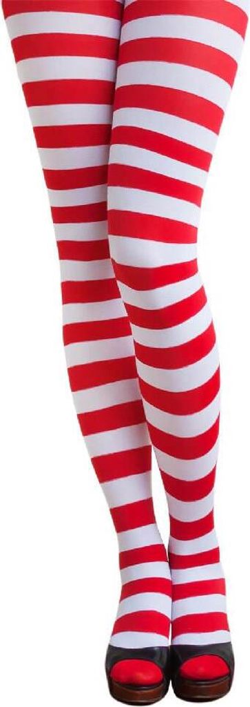 Oblique Unique Ringel Strumpfhose y Kostüm Karneval  - rot Produktbild 1