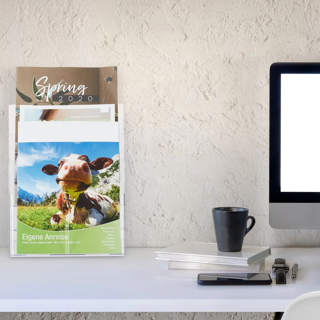 Espositore Brochure Relaxdays 3 Livelli A4 e DL - Alta Trasparenza - 5