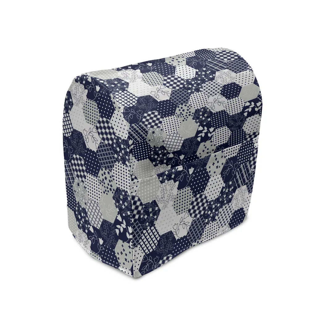 Housse de Mixeur Imprimé Étoiles et Pois avec Poches - Bleu et Blanc