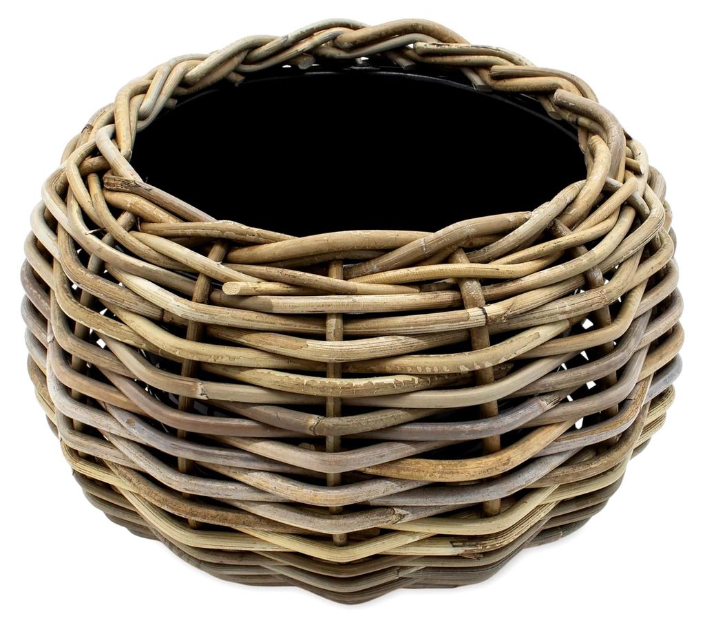 Rattan Pflanztopf mit Kunststoffeinsatz - 29 x 19 cm - Garten Dekoration Blumenkorb Shabby Natur - Drypot Weide Flechtkorb Pflanzenbehälter Blumen...