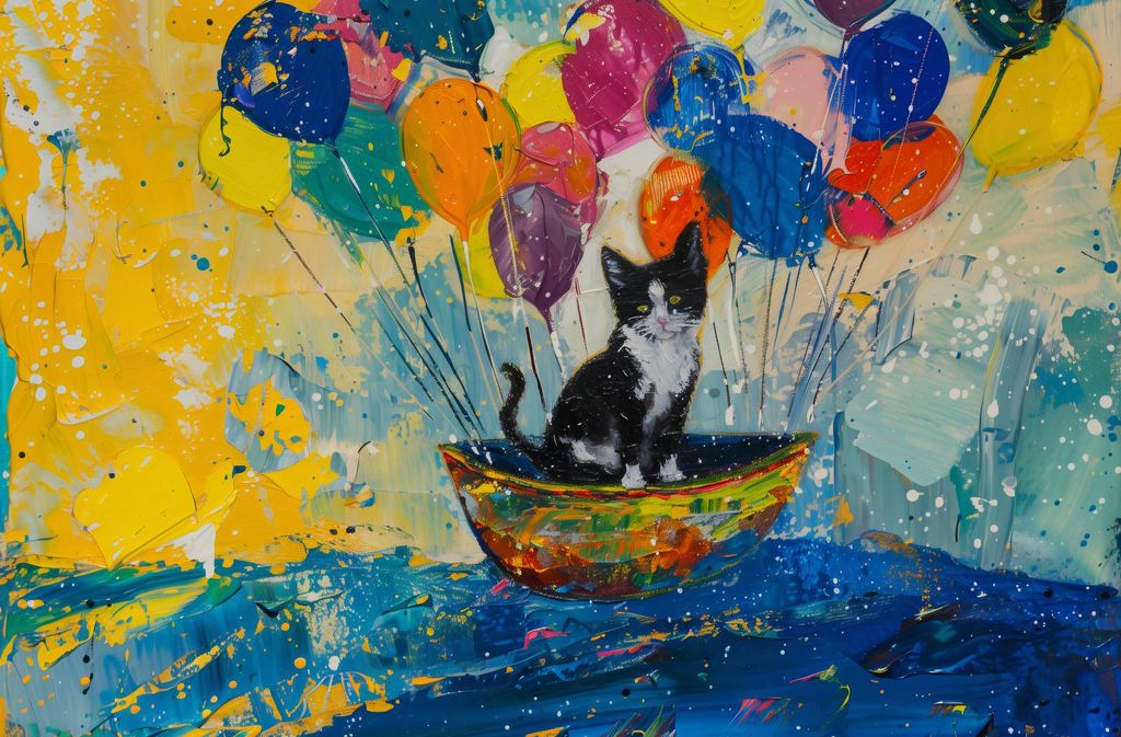 Plakat 86,4x56,8cm Katze auf dem Boot