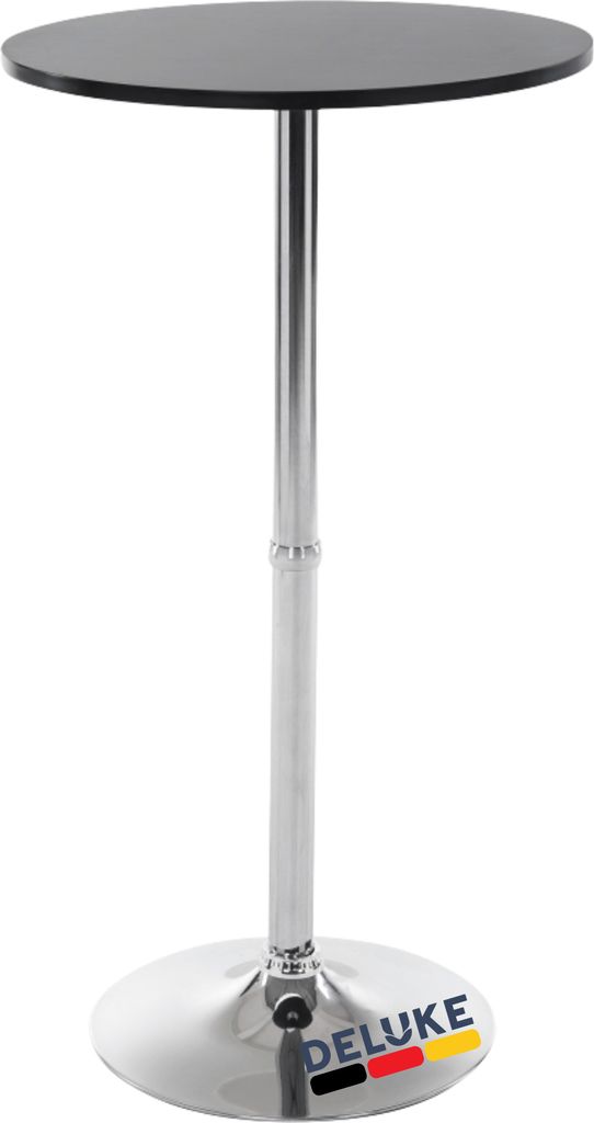 DELUKE Stehtisch rund Ø 60cm BERLI - Aluminium Gestell | Bistrotisch Gastro Bartisch rund Hoher Tisch Hochtisch, 108x60cm HxB, Schwarz-Silber