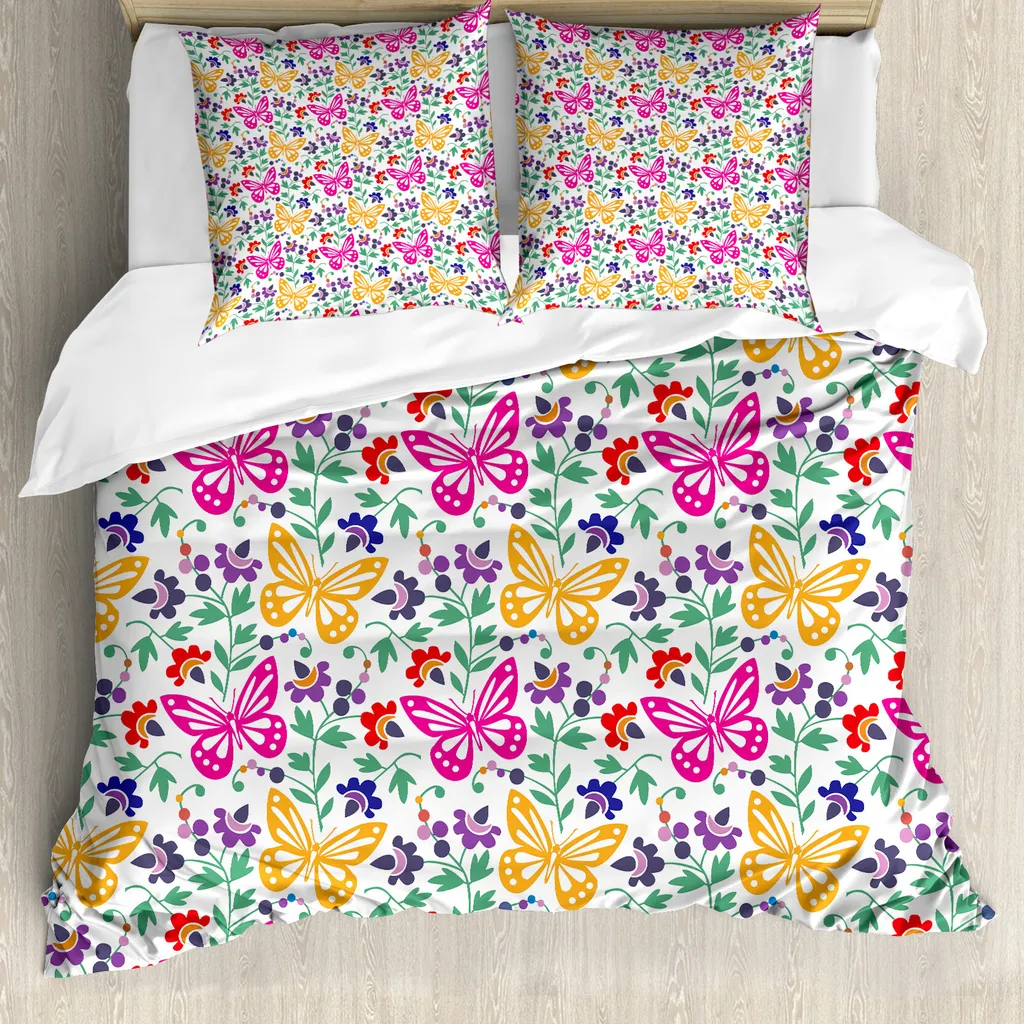 Set Copripiumino Antiacaro ABAKUHAUS 155x220 - Microfibra Sommer-Blüte