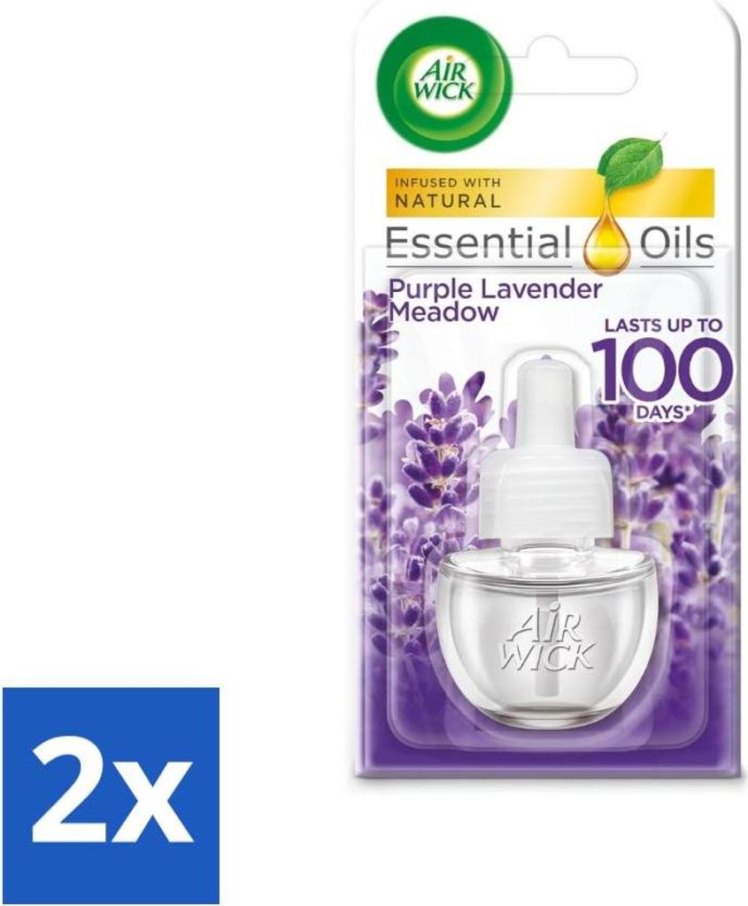 Air Wick – Lufterfrischer-Nachfüller – Ätherische Öle – Elektrischer Duftdiffusor – Lila Lavendel – 20 ml - Vorteilspack - 2 Stücke