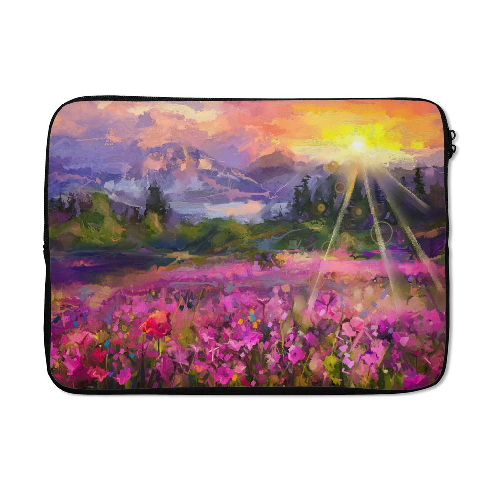 MuchoWow Laptop Hülle 14 ZollGemälde - Ölfarbe - Blumen - Natur - Sonne Laptoptasche - Laptoptasche - Stoßsicher - Schutzhaube