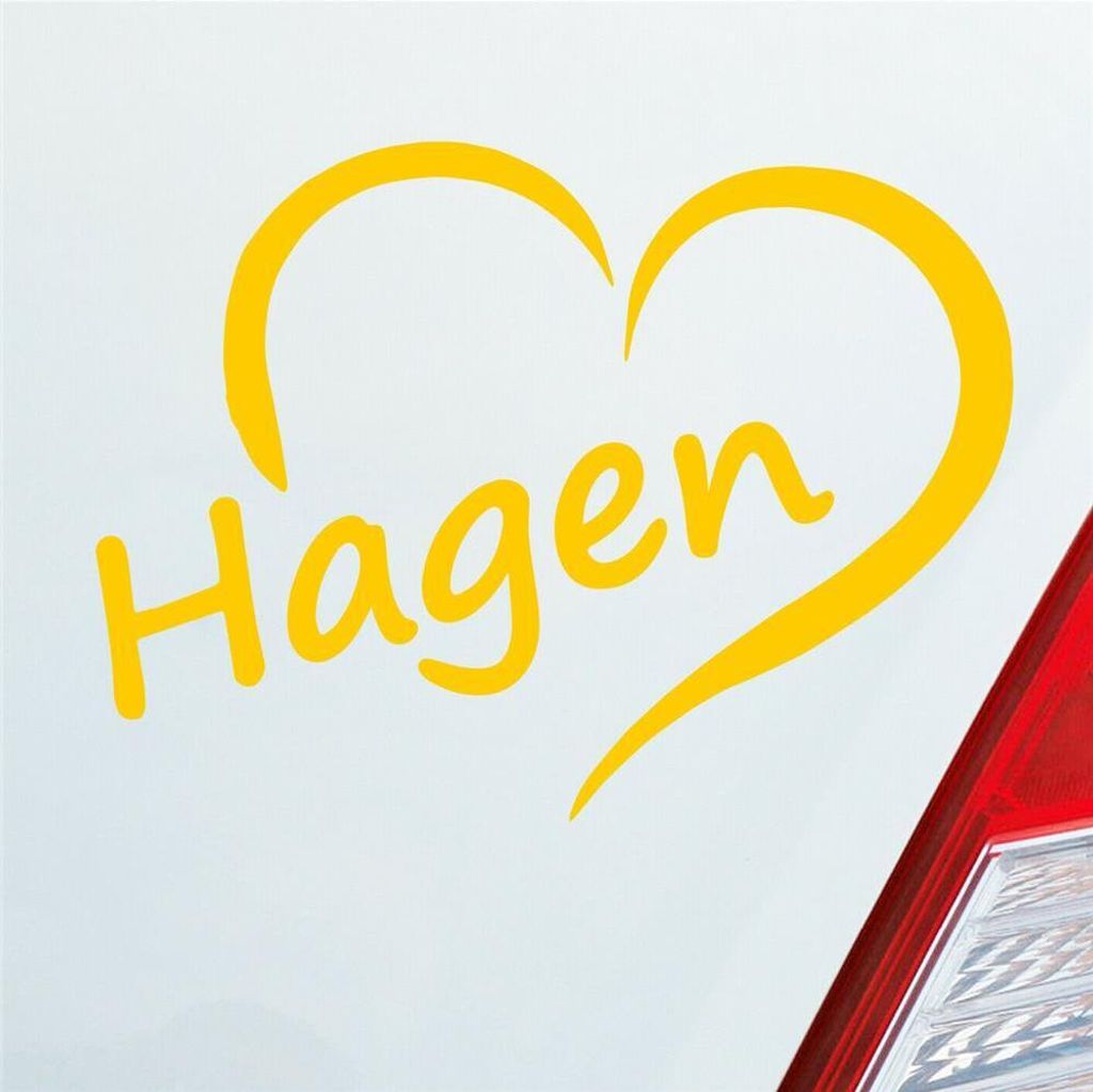 Auto Aufkleber Hagen Herz Stadt City Liebe Love Heimat 11x8 cm Gelb Sticker Heckscheibenaufkleber