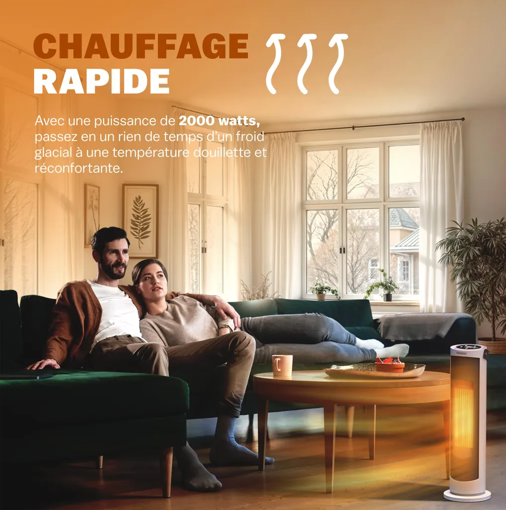 Chauffage soufflant céramique programmable de 2000W pour la maison - 2