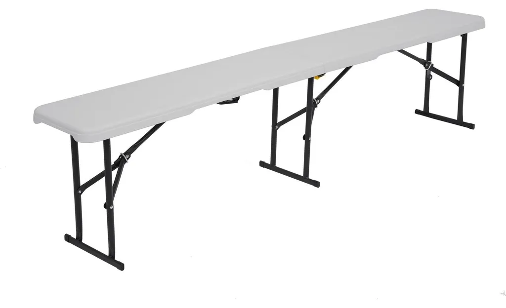 Banc pliable blanc 180 cm résistant aux UV - Structure acier renforcé