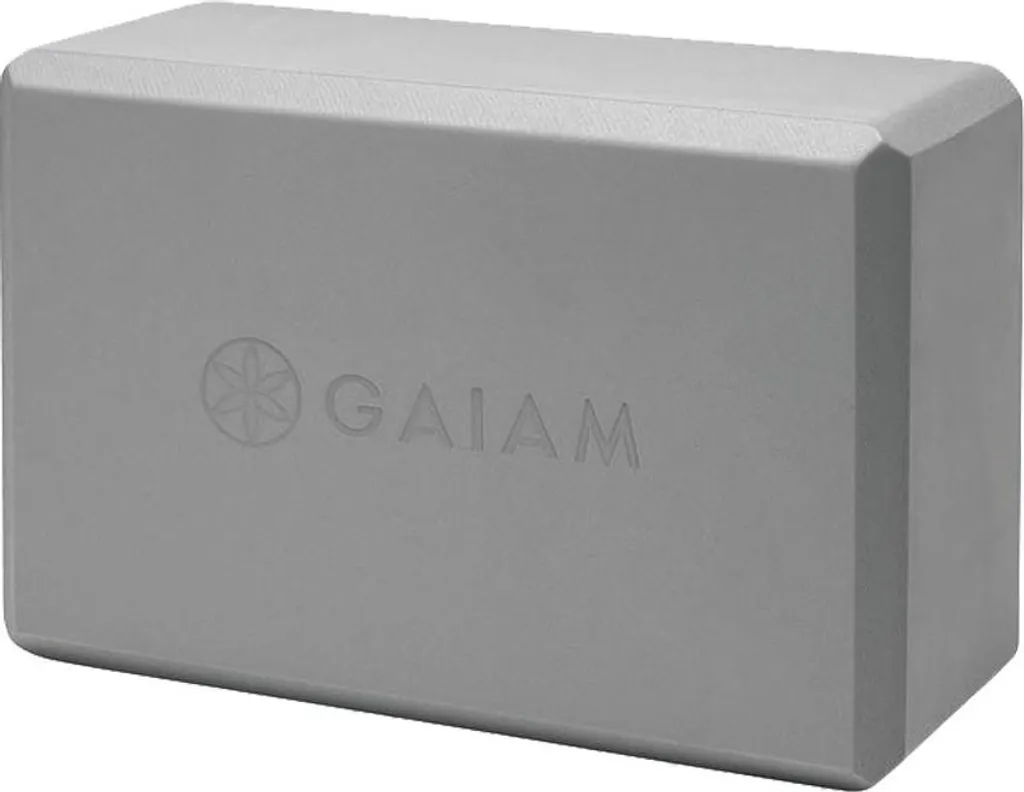 Bloc Yoga GAIAM Gris Antidérapant - Mousse Haute Densité et Bords Biseautés