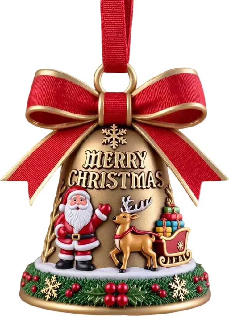 Weihnachtsschmuck, doppelseitig, Acryl, Weihnachtsmann-Glocke, hängendes Nachbildung für Baum, Zuhause, Geschäft, festliche Feiertagsparty-Nachb...