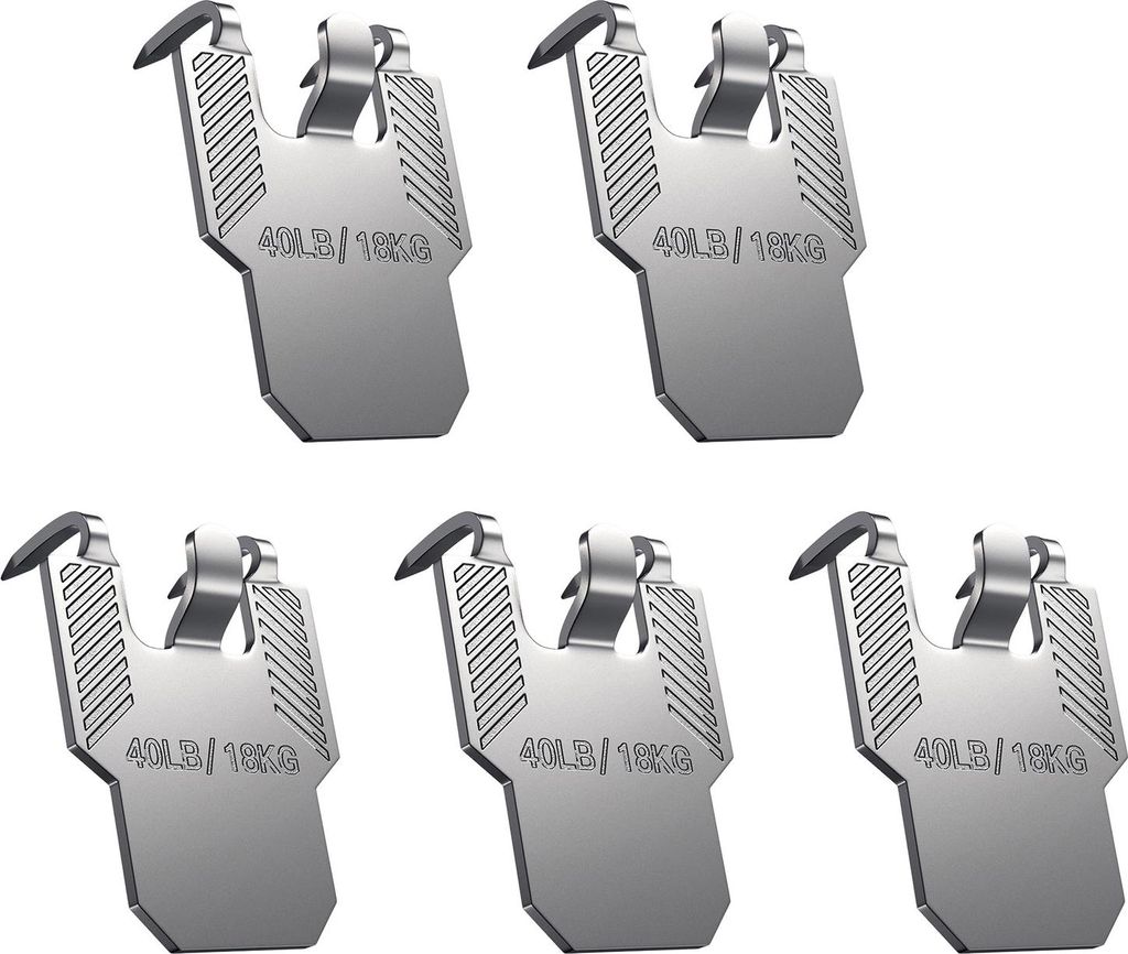 5 Stück Bilderrahmen-Aufhängehaken, 18 kg Tragkraft, einfach zu installieren, robuste Haken zum Aufhängen von Spiegelfotos und Trockenbauwänden
