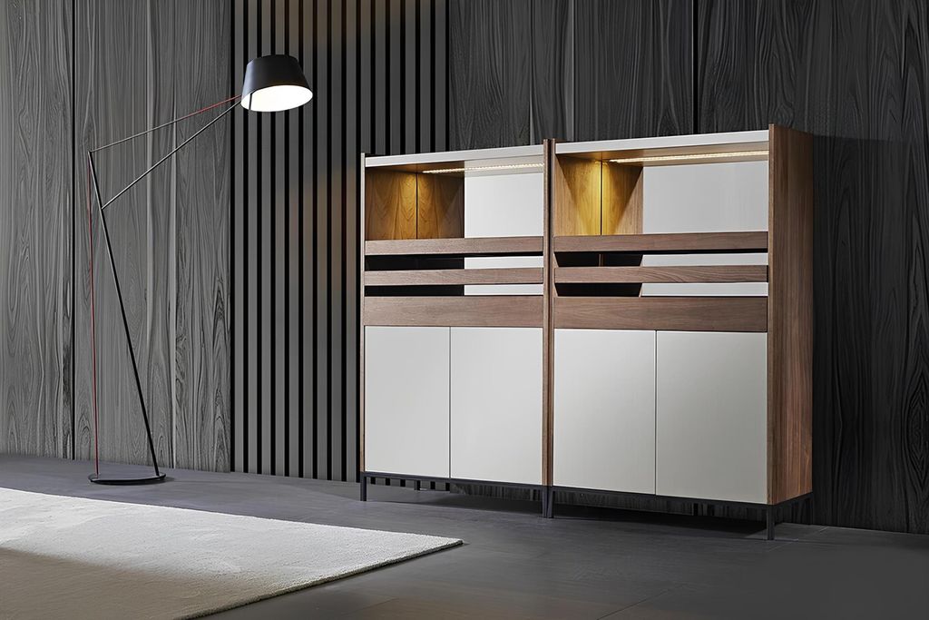 Vitrine Moderner Schrank Buffet Bar Anrichte Design Kommode Holz Schrank Möbel