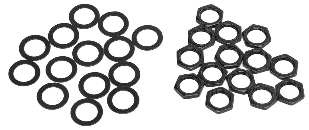 Muttern-Unterlegscheiben-Set Instrumentenbuchsen-Anschlussbefestigungen für E-Gitarre, Bass, M9 Innengewinde, Schwarz