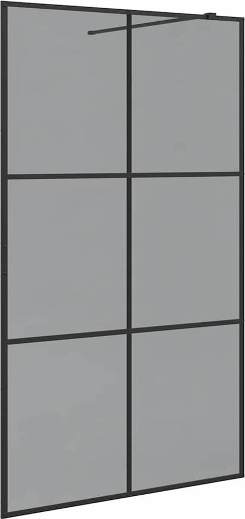 vidaXL Walk-in Duschwand Schwarz 115 x 195 cm Gehärtetes Glas